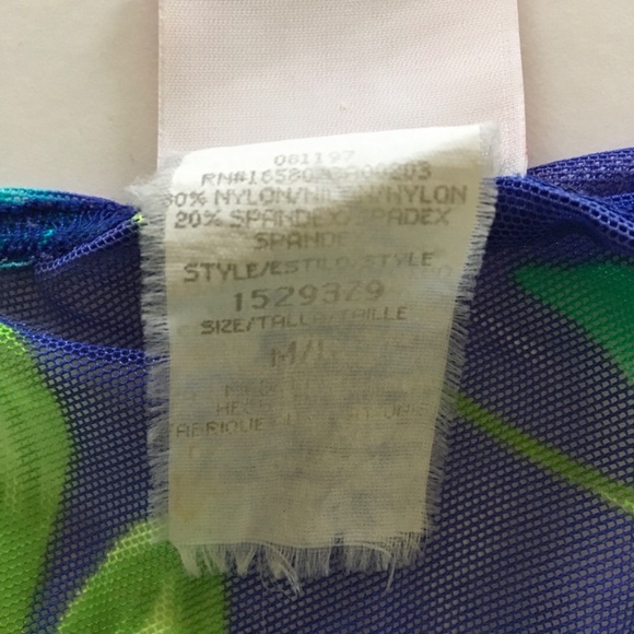 VTG Cole of California Blue Green Floral Mesh Sheer Cover Up Babydoll Dress M/L - Picture 9 of 14